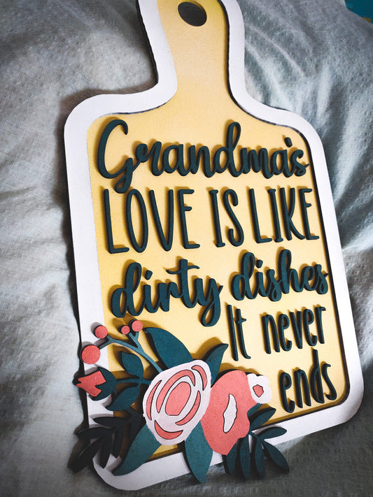 Grandma's(or any title) Love is Like Dirty Dishes, It Never Ends